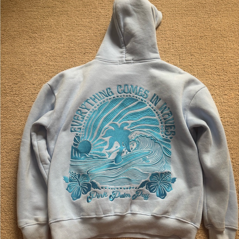 Blue pink palm puff Hoodie